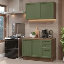 Armário de Cozinha Compacta 120 cm Rustic/Verde Vik Madesa 01 Armário de Cozinha Compacta 120 cm Rustic/Verde Vik Madesa 01