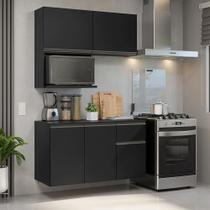 Armário de Cozinha Compacta 120 cm Suspenso Preto Nice Madesa 06 Armário de Cozinha Compacta 120 cm Suspenso Preto Nice Madesa 06