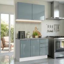 Armário de Cozinha Compacta 120 x 60 cm Branco/Cinza Lux Madesa 02 Armário de Cozinha Compacta 120 x 60 cm Branco/Cinza Lux Madesa 02