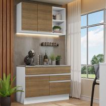 Armário de Cozinha Compacta 120cm Branco/Rustic Glamy Madesa 08 Armário de Cozinha Compacta 120cm Branco/Rustic Glamy Madesa 08