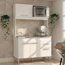 Armário de Cozinha Compacta 122 cm Helena 3 Portas Menu Móveis Branco