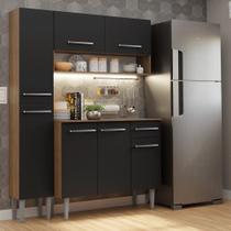 Armário De Cozinha Compacta 137 Cm Rustic-preto Emilly Madesa 012