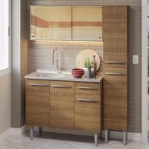 Armário de Cozinha Compacta 137cm com Pia Rustic Emilly Madesa 08 Armário de Cozinha Compacta 137cm com Pia Rustic Emilly Madesa 08