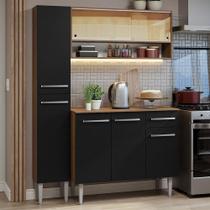 Armário De Cozinha Compacta 137cm Rustic/preto Emilly Madesa 09 Rustic/preto Armário De Cozinha Compacta 137cm Rustic/preto Emilly Madesa 09 Rustic/preto