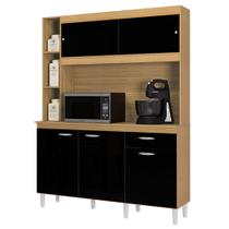 Armário de Cozinha Compacta 140cm Parisi P11 Damasco/Preto - Mpozenato