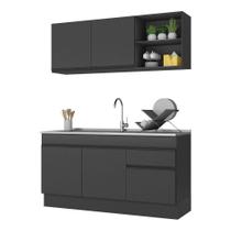 Armário De Cozinha Compacta 150cm Com Rodapé Veneza Multimóveis V2114 Preto Preto Armário De Cozinha Compacta 150cm Com Rodapé Veneza Multimóveis V2114 Preto Preto