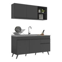 Armário De Cozinha Compacta 150cm Veneza Multimóveis V2142 Preto Preto