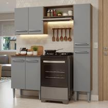 Armário de Cozinha Compacta 156 cm Rustic/Cinza Emilly Madesa 02