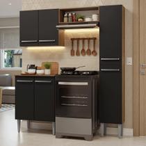 Armário de Cozinha Compacta 156 cm Rustic/Preto Emilly Madesa 02