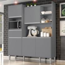 Armário de Cozinha Compacta 160cm 5 Portas Isabel Cinza - AJL Móveis