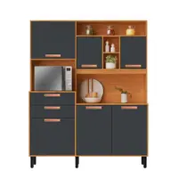 Armário de Cozinha Compacta 160cm Nápoles Grafite Madeira Itatiaia Armário de Cozinha Compacta 160cm Nápoles Grafite Madeira Itatiaia