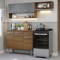 Armário de Cozinha Compacta 165cm Rustic/Cinza Emilly Madesa 07 Armário de Cozinha Compacta 165cm Rustic/Cinza Emilly Madesa 07