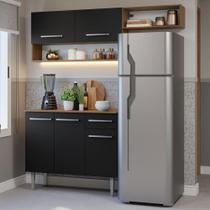 Armário de Cozinha Compacta 165cm Rustic/Preto Emilly Madesa 08 Armário de Cozinha Compacta 165cm Rustic/Preto Emilly Madesa 08