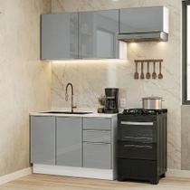 Armário De Cozinha Compacta 180 Cm Branco/cinza Lux Madesa 03 Branco/cinza