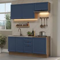 Armário de Cozinha Compacta 180 cm Rustic/Azul Vik Madesa 01 Armário de Cozinha Compacta 180 cm Rustic/Azul Vik Madesa 01