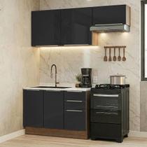 Armário De Cozinha Compacta 180 Cm Rustic/preto Lux Madesa 03 Rustic/preto