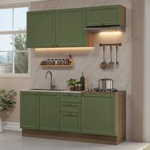 Armário de Cozinha Compacta 180 cm Rustic/Verde Vik Madesa 01 Armário de Cozinha Compacta 180 cm Rustic/Verde Vik Madesa 01