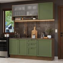 Armário de Cozinha Compacta 180 cm Rustic/Verde Vik Madesa 03 Armário de Cozinha Compacta 180 cm Rustic/Verde Vik Madesa 03