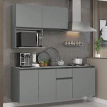 Armário De Cozinha Compacta 180 Cm Suspensa Cinza Nice Madesa 03