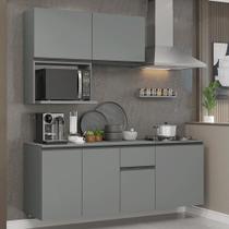 Armário de Cozinha Compacta 180 cm Suspensa Cinza Nice Madesa 03 Armário de Cozinha Compacta 180 cm Suspensa Cinza Nice Madesa 03
