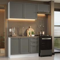 Armário De Cozinha Compacta 180 Cm Vik Madesa 02 Branco/cinza Armário De Cozinha Compacta 180 Cm Vik Madesa 02 Branco/cinza