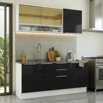 Armário de Cozinha Compacta 180 x 60 cm Branco/Preto Lux Madesa 05 Armário de Cozinha Compacta 180 x 60 cm Branco/Preto Lux Madesa 05