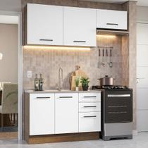 Armário de Cozinha Compacta 180cm Rustic/Branco Agata Madesa 09 Armário de Cozinha Compacta 180cm Rustic/Branco Agata Madesa 09