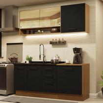 Armário de Cozinha Compacta 180cm Rustic Preto Agata Madesa 02 Armário de Cozinha Compacta 180cm Rustic Preto Agata Madesa 02