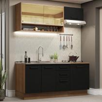 Armário de Cozinha Compacta 180cm Rustic Preto Agata Madesa 04 Armário de Cozinha Compacta 180cm Rustic Preto Agata Madesa 04