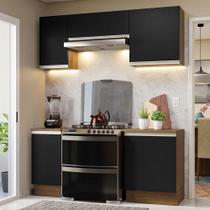 Armário de Cozinha Compacta 180cm Rustic/Preto Glamy Madesa 12 Armário de Cozinha Compacta 180cm Rustic/Preto Glamy Madesa 12