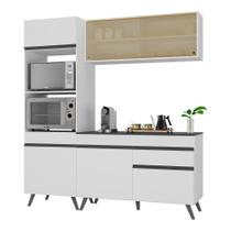 Armário De Cozinha Compacta 182cm Veneza Multimóveis V3695 Branco/preto Branco/preto Armário De Cozinha Compacta 182cm Veneza Multimóveis V3695 Branco/preto Branco/preto