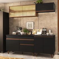 Armário de Cozinha Compacta 190cm Preto/Rustic Reims Madesa 01 Armário de Cozinha Compacta 190cm Preto/Rustic Reims Madesa 01