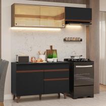 Armário De Cozinha Compacta 190cm Reims Madesa 05 Preto/Rustic