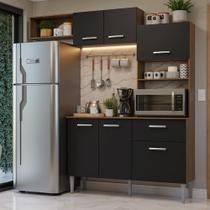 Armário de Cozinha Compacta 196cm Rustic/Preto Aura Madesa 01