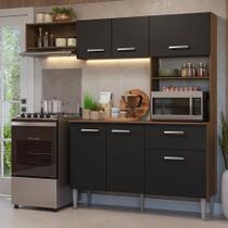 Armário De Cozinha Compacta 196cm Rustic/preto Aura Madesa Rustic/preto Armário De Cozinha Compacta 196cm Rustic/preto Aura Madesa Rustic/preto