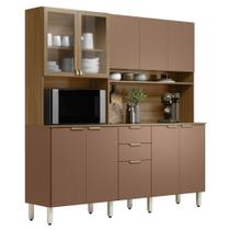Armário de Cozinha Compacta 198cm Aurea D02 Amêndola/Marsala - Mpozenato