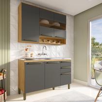 Armário de Cozinha Compacta 2 Peças 6 Portas sem Tampo com Vidro 100% MDF Itália Espresso Móveis Armário de Cozinha Compacta 2 Peças 6 Portas sem Tampo com Vidro 100% MDF Itália Espresso Móveis