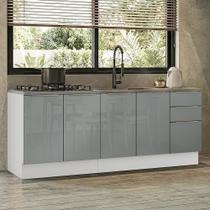 Armário De Cozinha Compacta 200 Cm Branco/cinza Lux Madesa 06 Branco/cinza