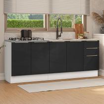 Armário de Cozinha Compacta 200 cm Branco/Preto Lux Madesa 05