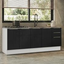 Armário De Cozinha Compacta 200 Cm Branco/preto Lux Madesa 06 Branco/preto