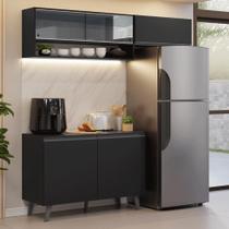 Armário de Cozinha Compacta 200 cm Preto Nice Madesa 10 XA Armário de Cozinha Compacta 200 cm Preto Nice Madesa 10 XA
