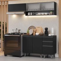 Armário de Cozinha Compacta 200 cm Preto Nice Madesa 13