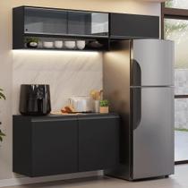 Armário De Cozinha Compacta 200 Cm Suspenso Preto
