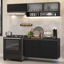 Armário de Cozinha Compacta 200 cm Suspenso Preto Nice Madesa 07