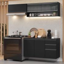 Armário de Cozinha Compacta 200 cm Suspenso Preto Nice Madesa 12