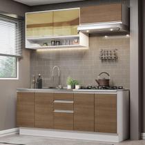 Armário de Cozinha Compacta 200cm Branco Rustic Glamy Madesa 03 Armário de Cozinha Compacta 200cm Branco Rustic Glamy Madesa 03