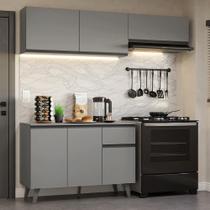 Armário de Cozinha Compacta 200cm Cinza Nice Madesa 03 Armário de Cozinha Compacta 200cm Cinza Nice Madesa 03