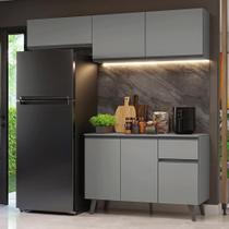 Armário De Cozinha Compacta 200cm Cinza Nice Madesa 03xa Cinza Armário De Cozinha Compacta 200cm Cinza Nice Madesa 03xa Cinza