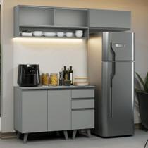 Armário de Cozinha Compacta 200cm Cinza Nice Madesa XA13 Armário de Cozinha Compacta 200cm Cinza Nice Madesa XA13