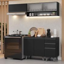 Armário De Cozinha Compacta 200Cm Preto Nice Madesa 13 Preto